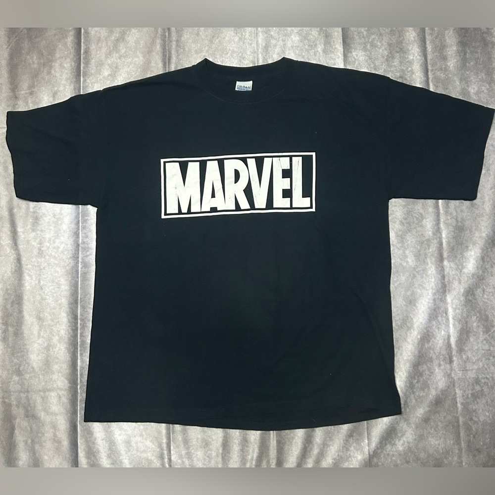 Y2K Marvel Black T Shirt Big Logo Men's XL
